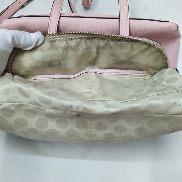 Kate Spade New York Pink Crossgrain Leather Domed Double Handles Satchel Bag - Picture 14 of 16